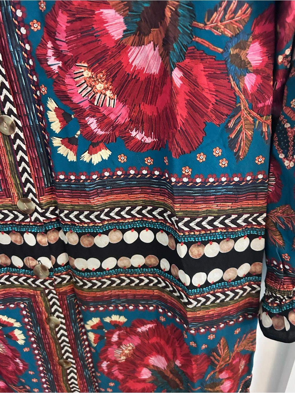 FARM Rio for Anthropologie Floral Button Front Shirt Dress Size Small - Picture 5 of 8